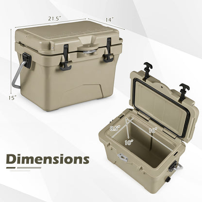20 Quart Portable Hard Cooler, Built-In Ruler And Bottle, Khaki Coolers at Gallery Canada