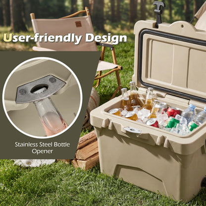 20 Quart Portable Hard Cooler, Built-In Ruler And Bottle, Khaki Coolers at Gallery Canada
