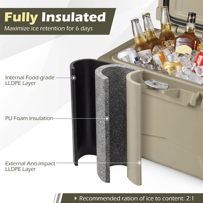 20 Quart Portable Hard Cooler, Built-In Ruler And Bottle, Khaki Coolers at Gallery Canada
