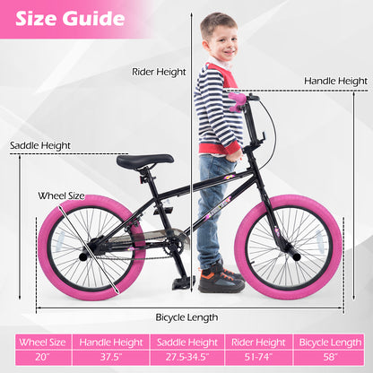 20" Kids Trick Bicycle, 360 Steering, Adjustable Seat, Pink Kids Bike at Gallery Canada