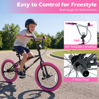 20" Kids Trick Bicycle, 360 Steering, Adjustable Seat, Pink Kids Bike at Gallery Canada