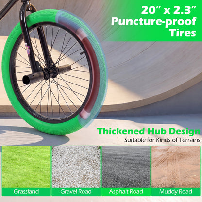 20" Kids Trick Bike, 360 Steering, Adjustable Seat, Green Kids Bike at Gallery Canada