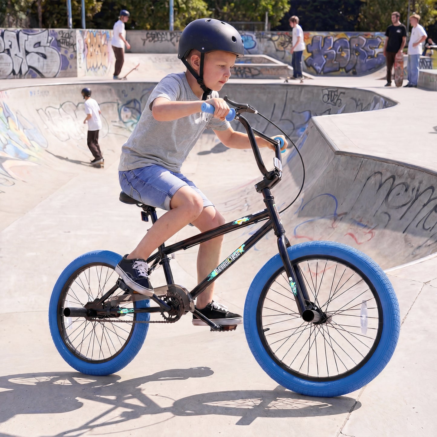 20" Trick Bicycle, 360 Degree Steering, Adjustable Seat, Navy Kids Bike at Gallery Canada