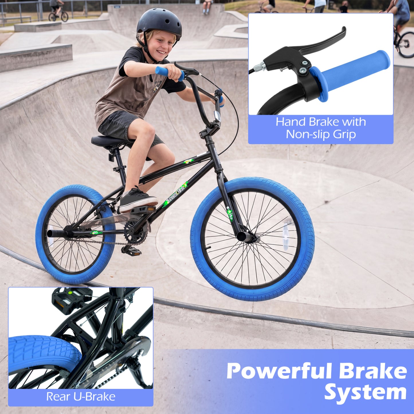 20" Trick Bicycle, 360 Degree Steering, Adjustable Seat, Navy Kids Bike at Gallery Canada