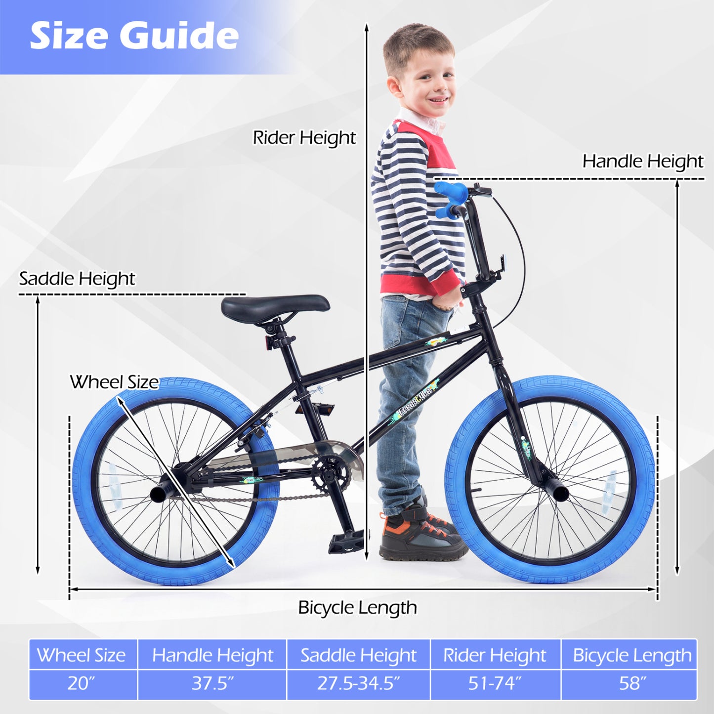 20" Trick Bicycle, 360 Degree Steering, Adjustable Seat, Navy Kids Bike at Gallery Canada