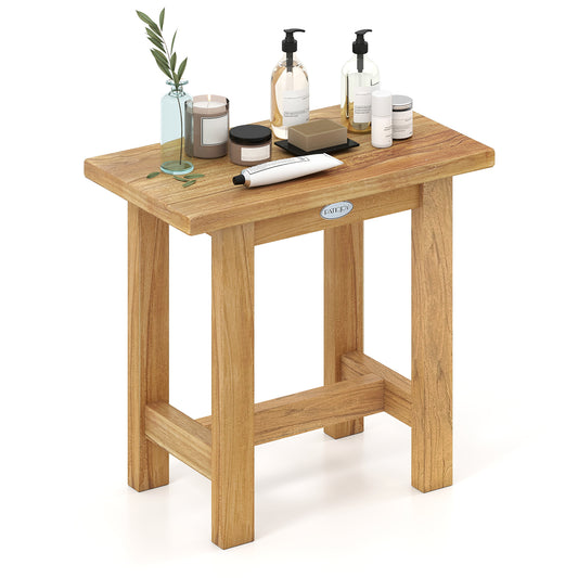 20 Inch Teak Shower Bench, Waterproof Shower Stool, Natural Bath Safety Natural at Gallery Canada