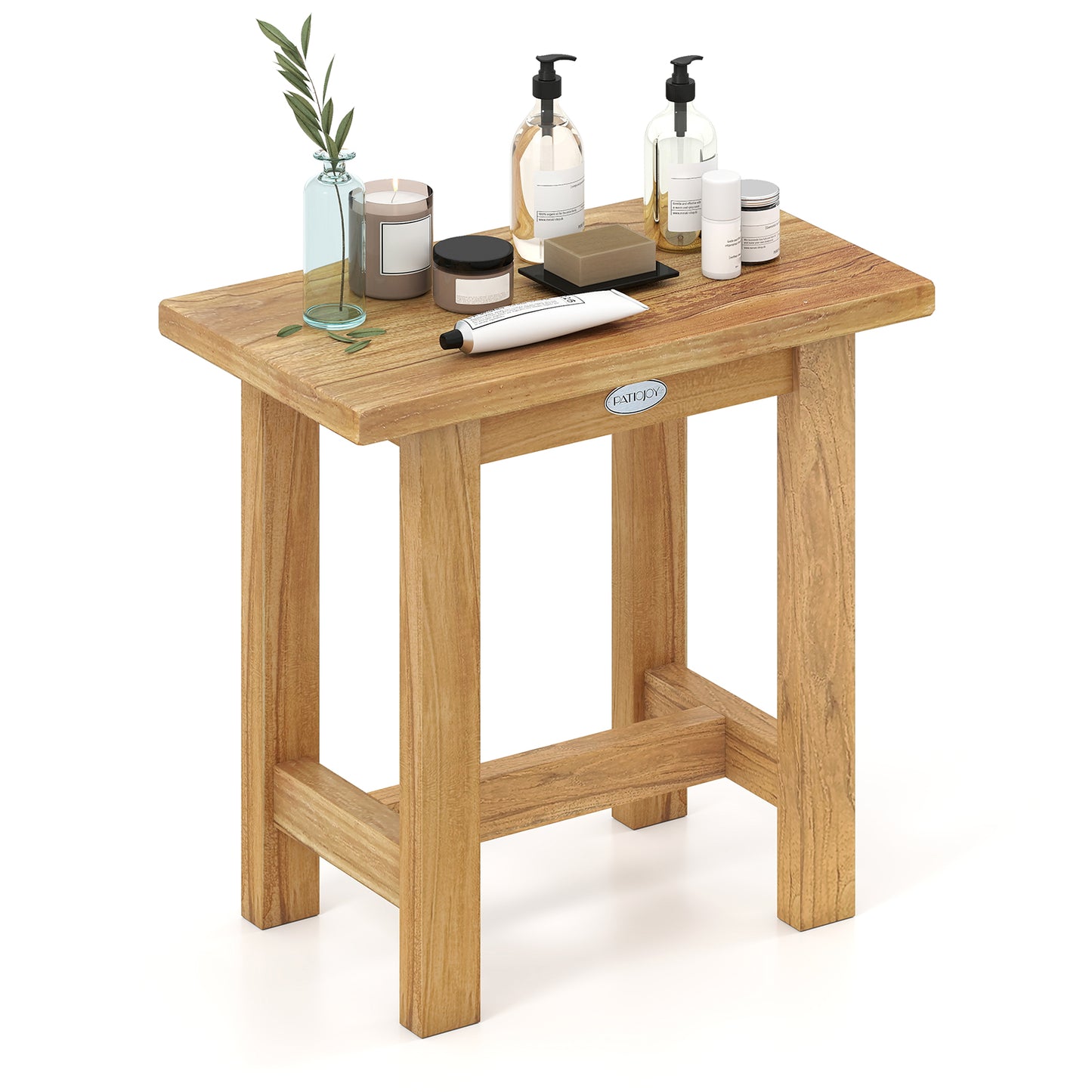 20 inch Teak Shower Bench Waterproof Shower Stool for Shaving Legs, Natural Bath Safety Natural at Gallery Canada