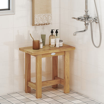 20 inch Teak Shower Bench Waterproof Shower Stool for Shaving Legs, Natural Bath Safety at Gallery Canada