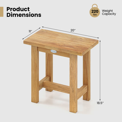 20 inch Teak Shower Bench Waterproof Shower Stool for Shaving Legs, Natural Bath Safety at Gallery Canada