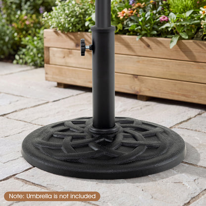 Base de parasol de patio de 20 lb, 17 po rond, compatible avec poteaux de 1,5 po et 1,9 po, noir