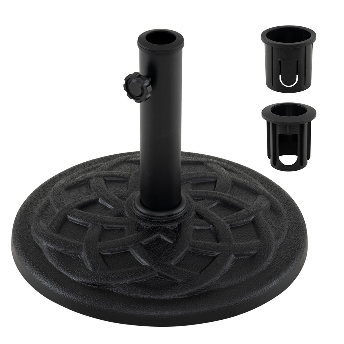 Base de parasol de patio de 20 lb, 17 po rond, compatible avec poteaux de 1,5 po et 1,9 po, noir
