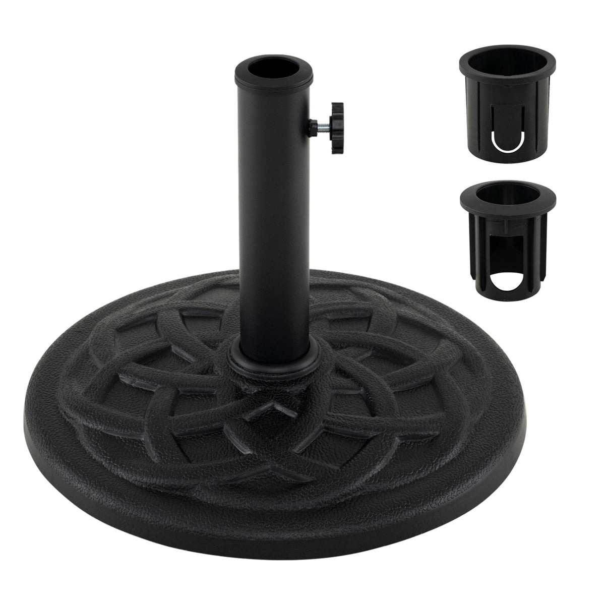 Base de parasol de patio de 20 lb, 17 po rond, compatible avec poteaux de 1,5 po et 1,9 po, noir