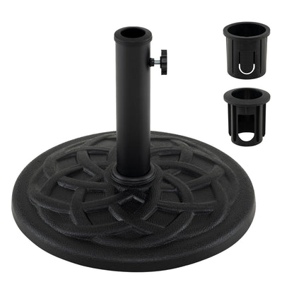 Base de parasol de patio de 20 lb, 17 po rond, compatible avec poteaux de 1,5 po et 1,9 po, noir
