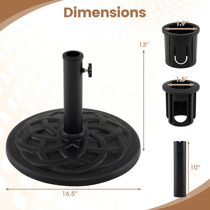 Base de parasol de patio de 20 lb, 17 po rond, compatible avec poteaux de 1,5 po et 1,9 po, noir