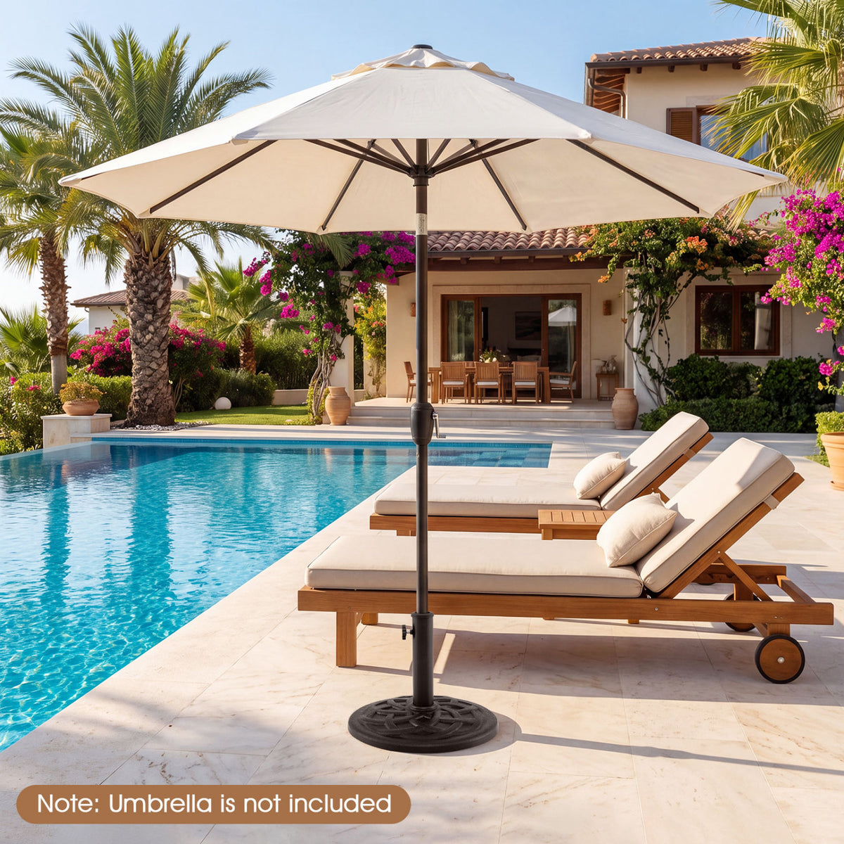 Base de parasol de patio de 20 lb, 17 po rond, compatible avec poteaux de 1,5 po et 1,9 po, noir