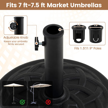 Base de parasol de patio de 20 lb, 17 po rond, compatible avec poteaux de 1,5 po et 1,9 po, noir