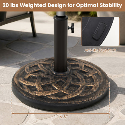 Base de parasol ronde de 17 pouces, 20 lb, bronze