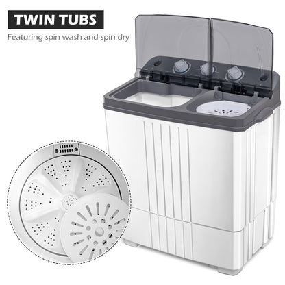 20 lbs Portable Semi-Automatic Twin-tub Washing Machine, Gray Washing Machines at Gallery Canada