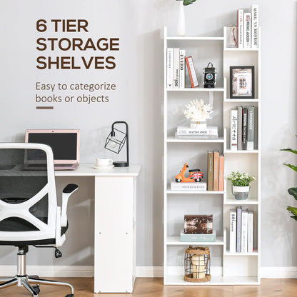6-Tier Tall Bookcase, Modern Storage Bookshelf, White Display Bookshelves at Gallery Canada