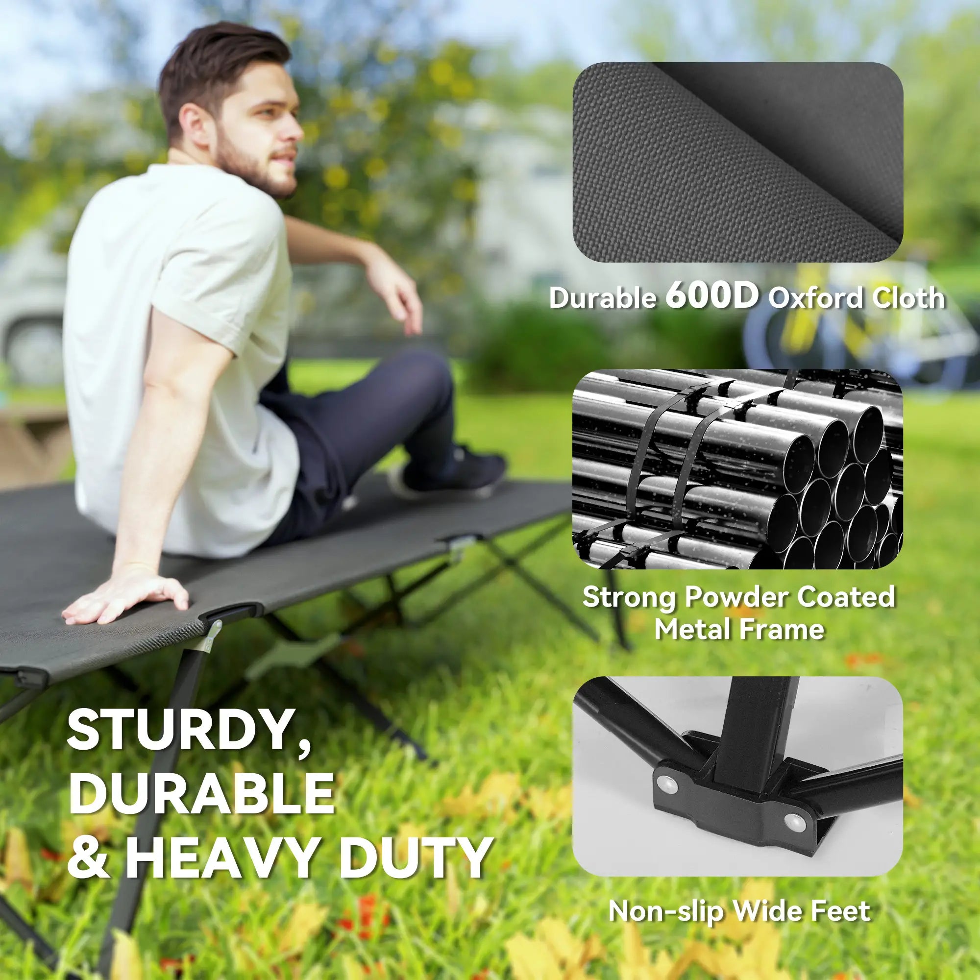 Two Person Folding Camping Cot, Portable Double Cot, 76