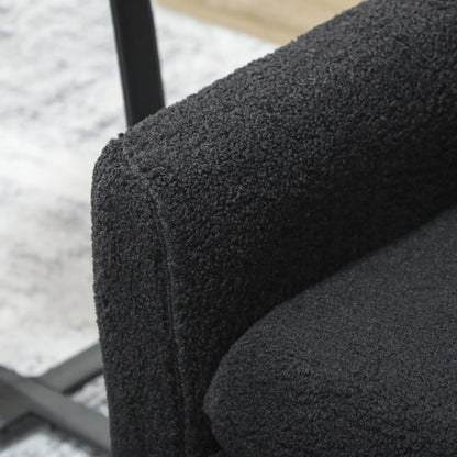 Modern Fabric Accent Chair, Upholstered Armchair with Wood Legs, Black Accent Chairs at Gallery Canada