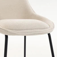 Chenille Bar Stools Set of 2, Cream White, Counter Height, Backrest