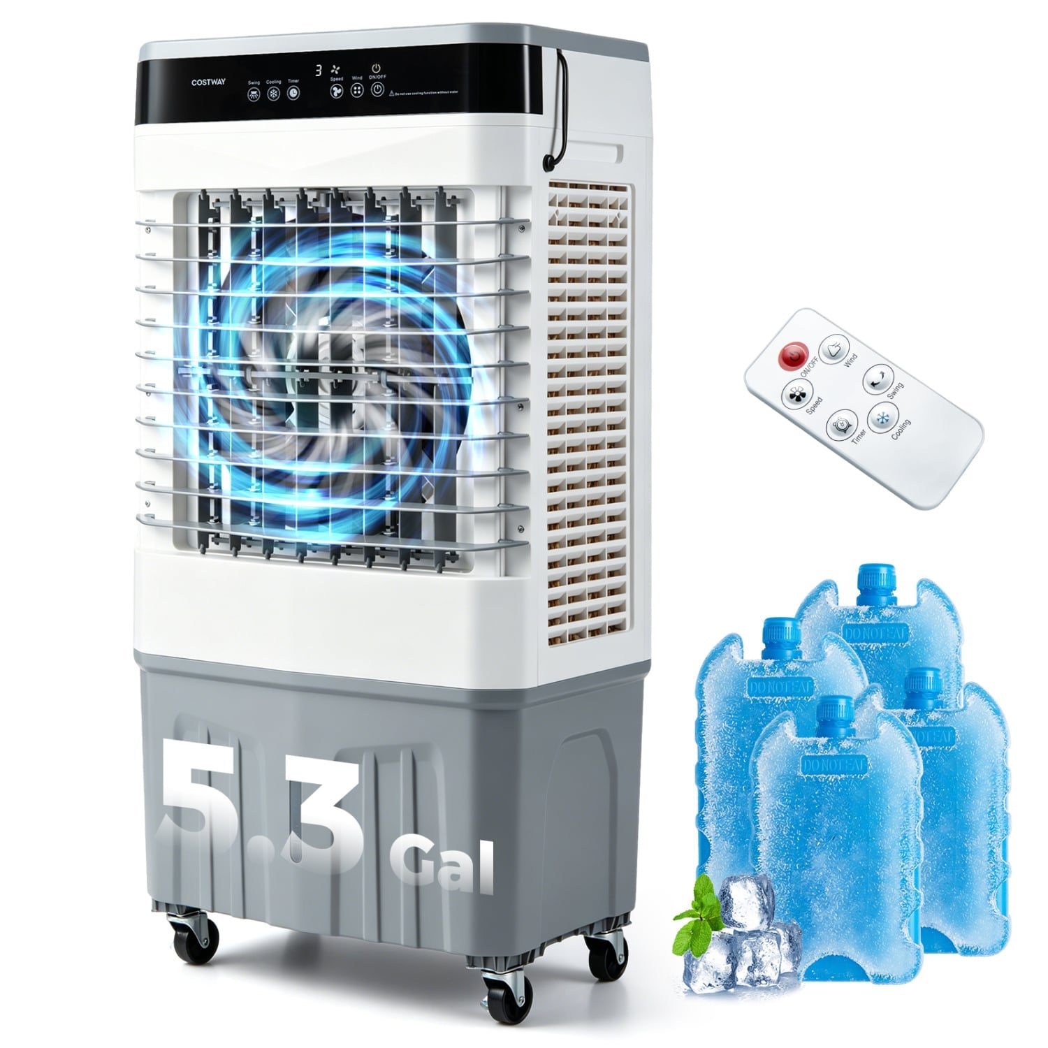 2100 CFM Evaporative Air Cooler, 5.3 Gal Tank, White Air Coolers White at Gallery Canada