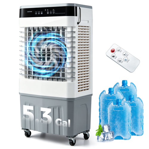 2100 CFM Evaporative Air Cooler, 5.3 Gal Tank, White
