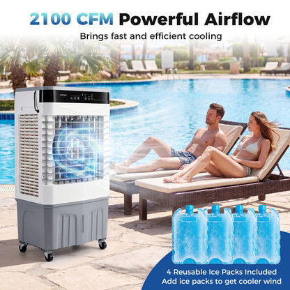 2100 CFM Evaporative Air Cooler, 5.3 Gal Tank, White Air Coolers at Gallery Canada