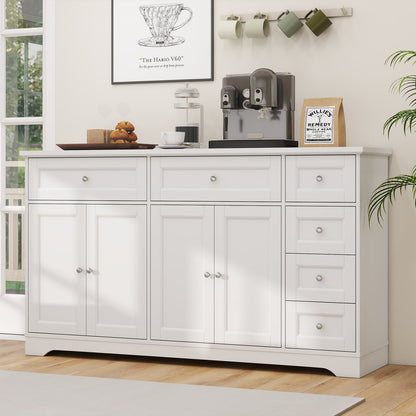 Buffet Sideboard 59" Coffee Bar Console Table, White