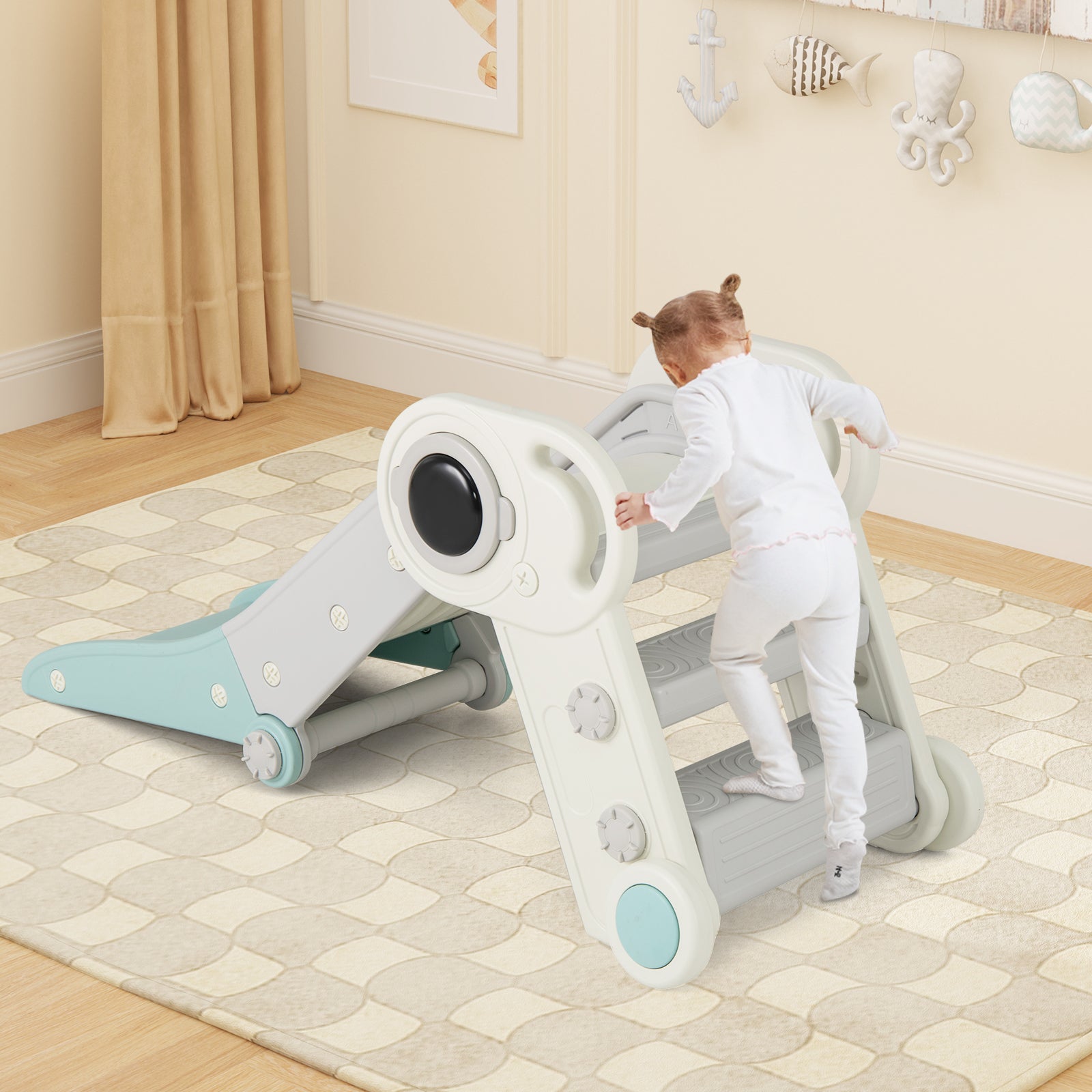 2 in 1 Baby Slide with Climber for Toddlers Age 18+ Months, Blue Climbers & Slides at Gallery Canada