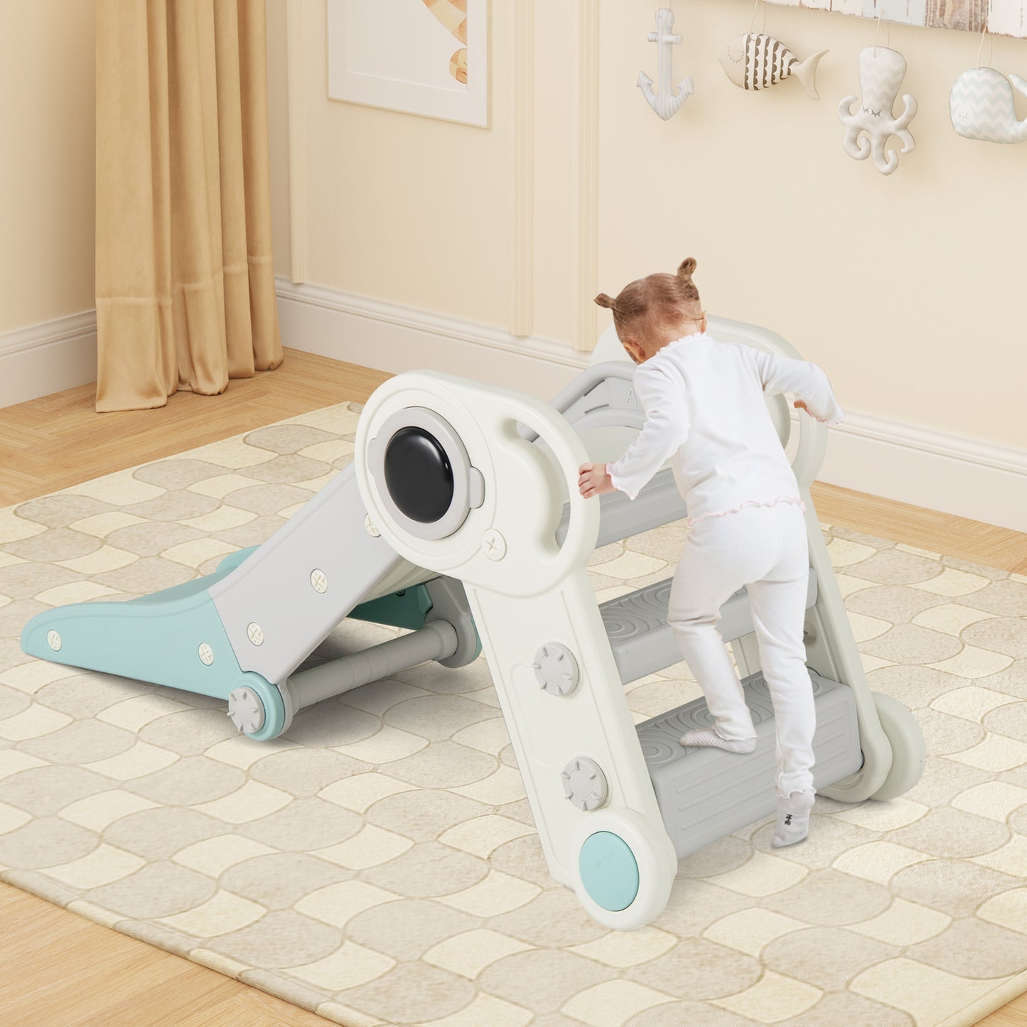 2 in 1 Baby Slide with Climber for Toddlers Age 18+ Months, Blue Climbers & Slides at Gallery Canada
