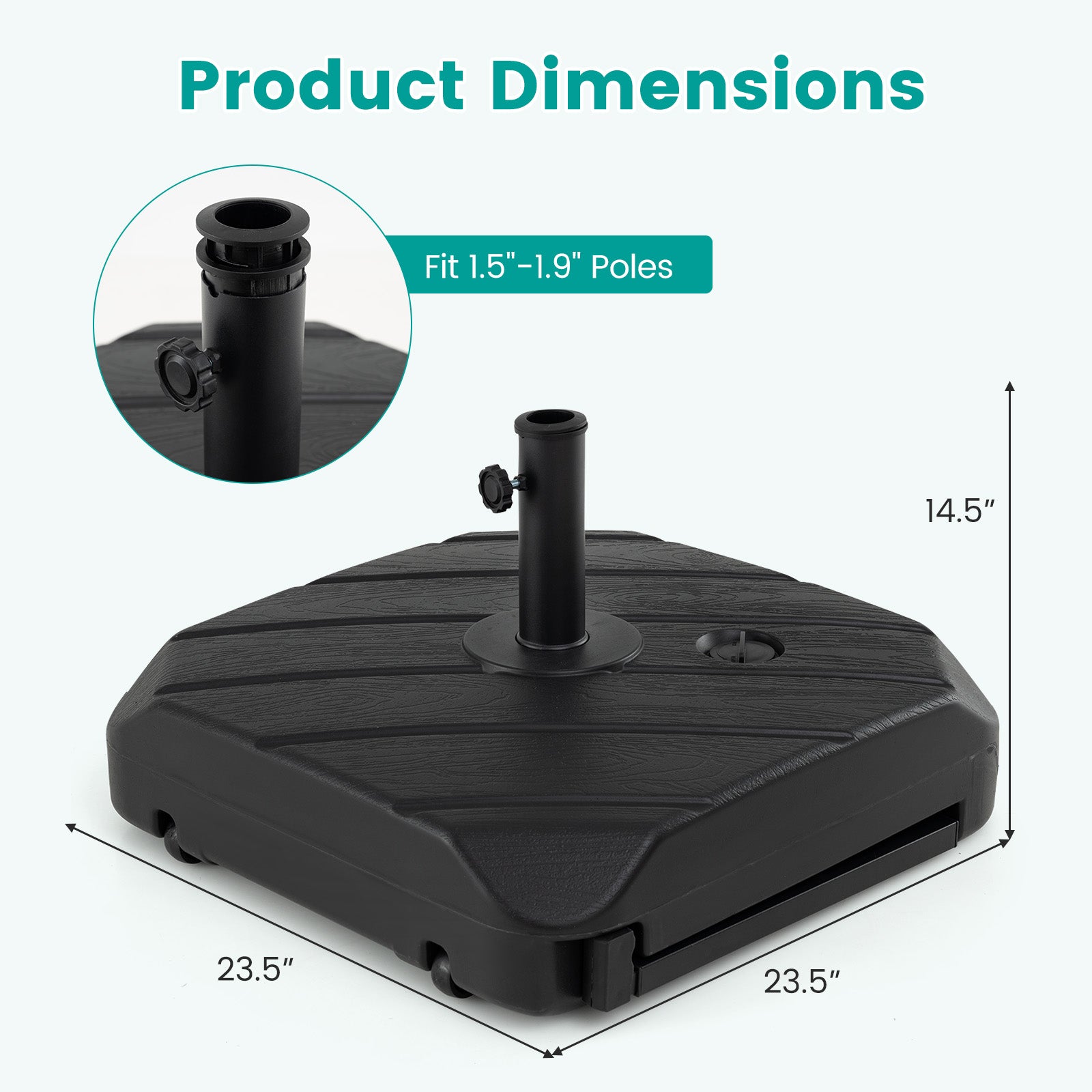 211 Lbs Fillable Patio Umbrella Base With Wheels, Telescopic Pull Rod Outdoor Umbrella Bases at Gallery Canada