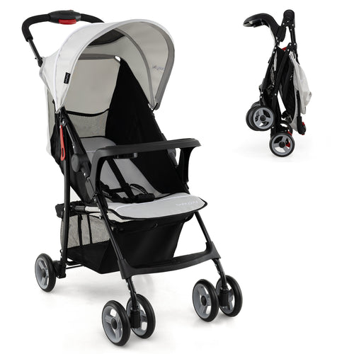 Toddler Travel Stroller, Airplane, Canopy, Adjustable Backrest, Gray