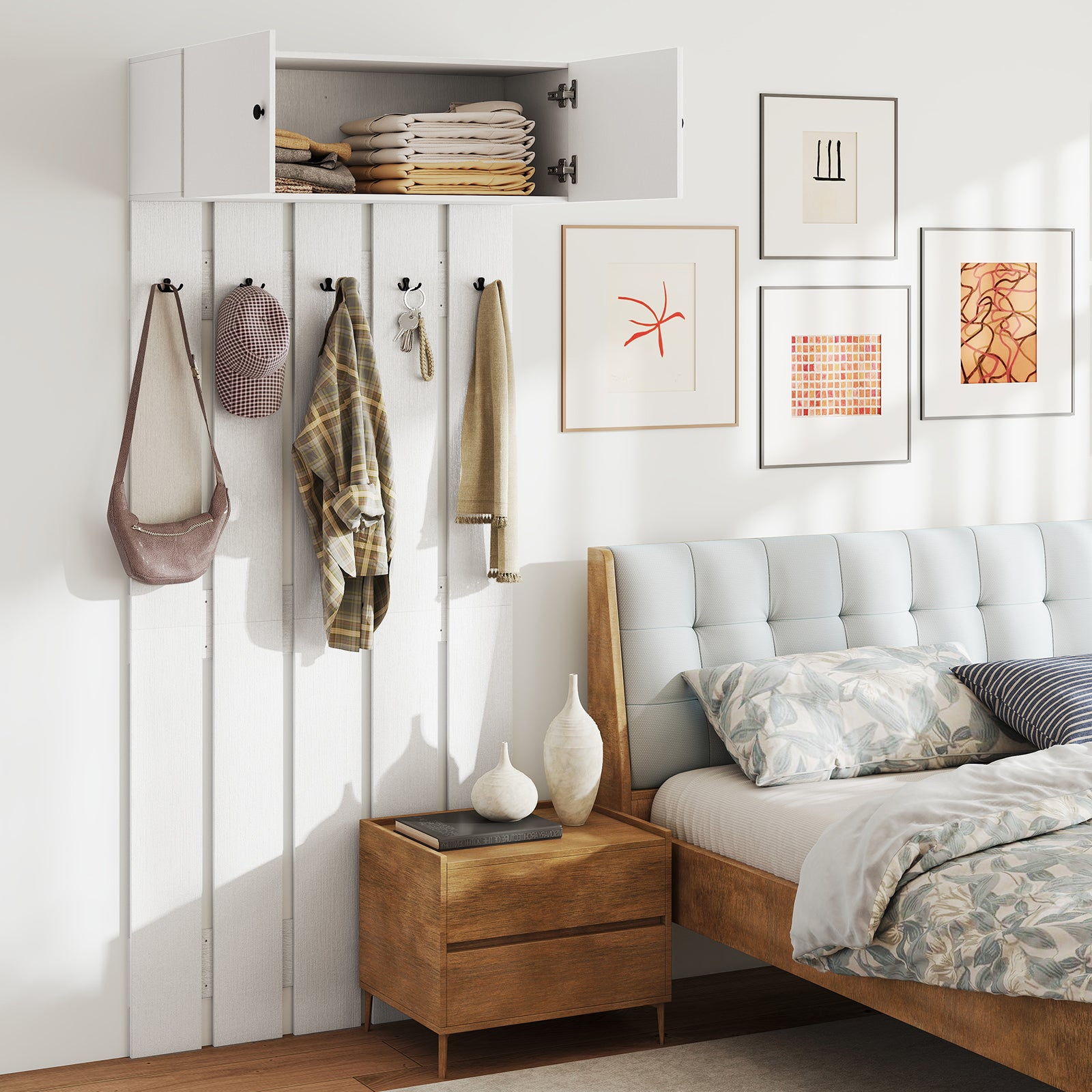 Entryway Wall Coat Rack Wall Mounted Coat Clothes Rack, White Coat Racks & Hall Trees at Gallery Canada