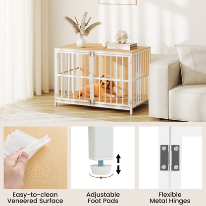 40 Inch Dog Crate Furniture Dog Kennel with Dual Lockable Double Doors, Natural Dog Kennels at Gallery Canada