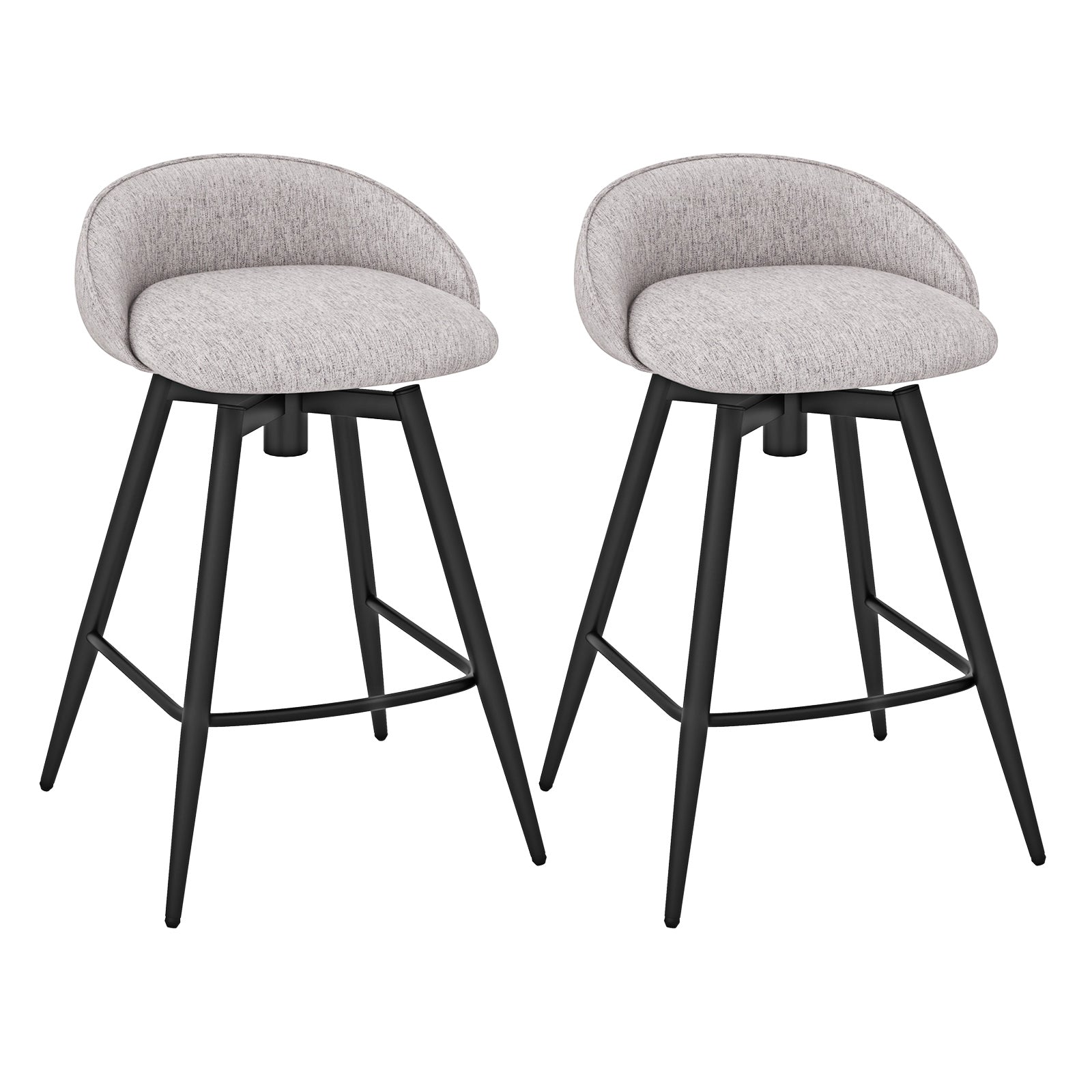 Upholstered Bar Stools Set of 2 with Footrest and Backrest, Gray Bar Stools at Gallery Canada