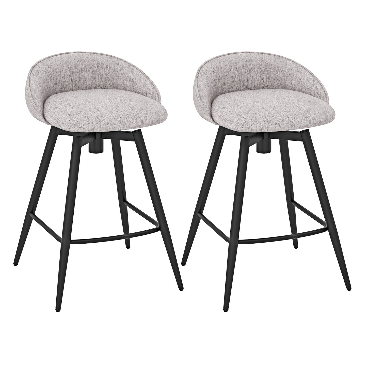 Upholstered Bar Stools Set of 2 with Footrest and Backrest, Gray Bar Stools at Gallery Canada