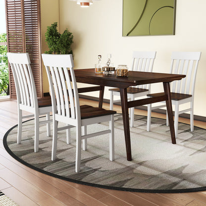 Set of 2 Kitchen Armless Dining Chairs with Slatted High Backrests, White Dining Chairs at Gallery Canada