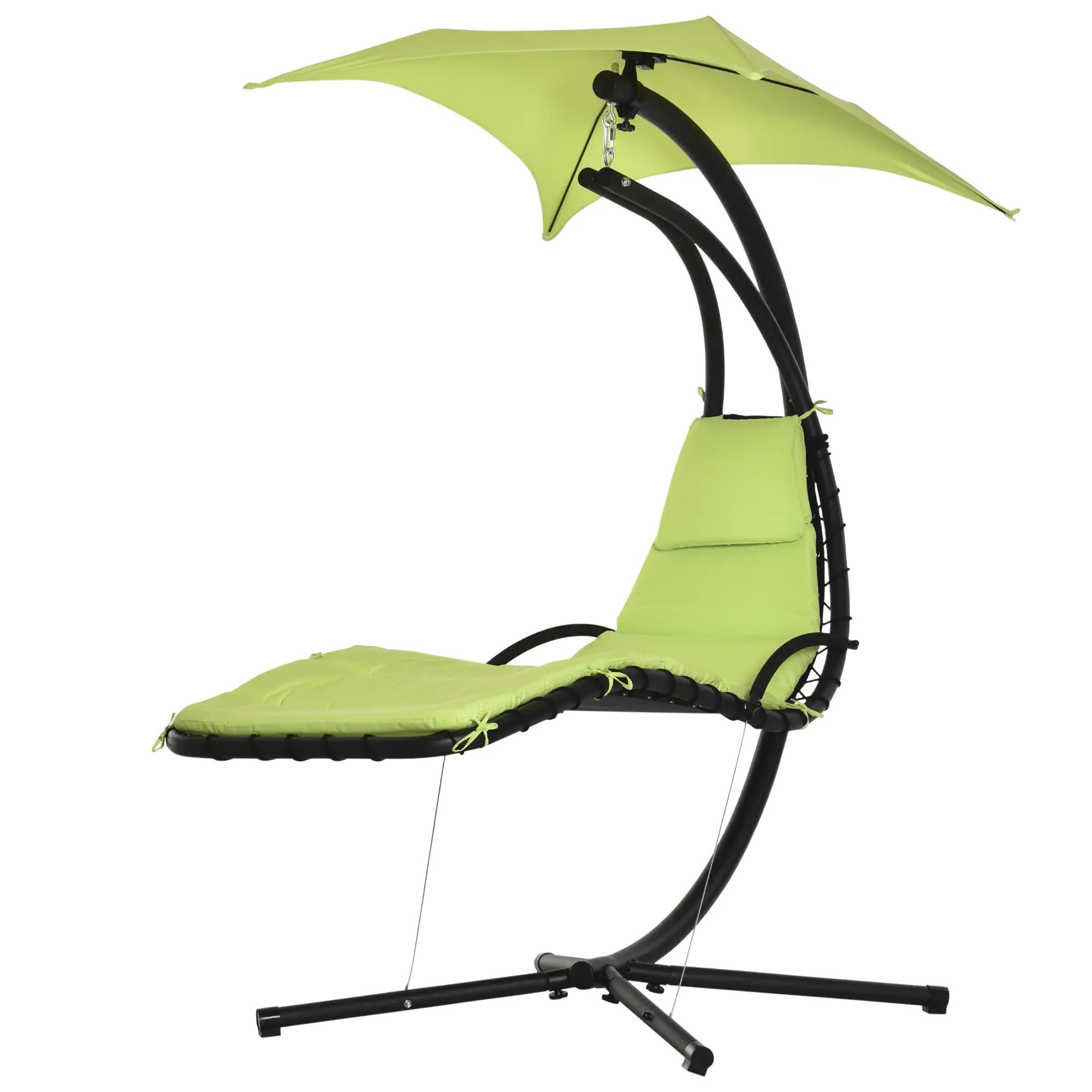 Outdoor Hammock Chair with Stand, Soft Padded Cushion, Canopy Umbrella, Green Patio Swings with Stand at Gallery Canada