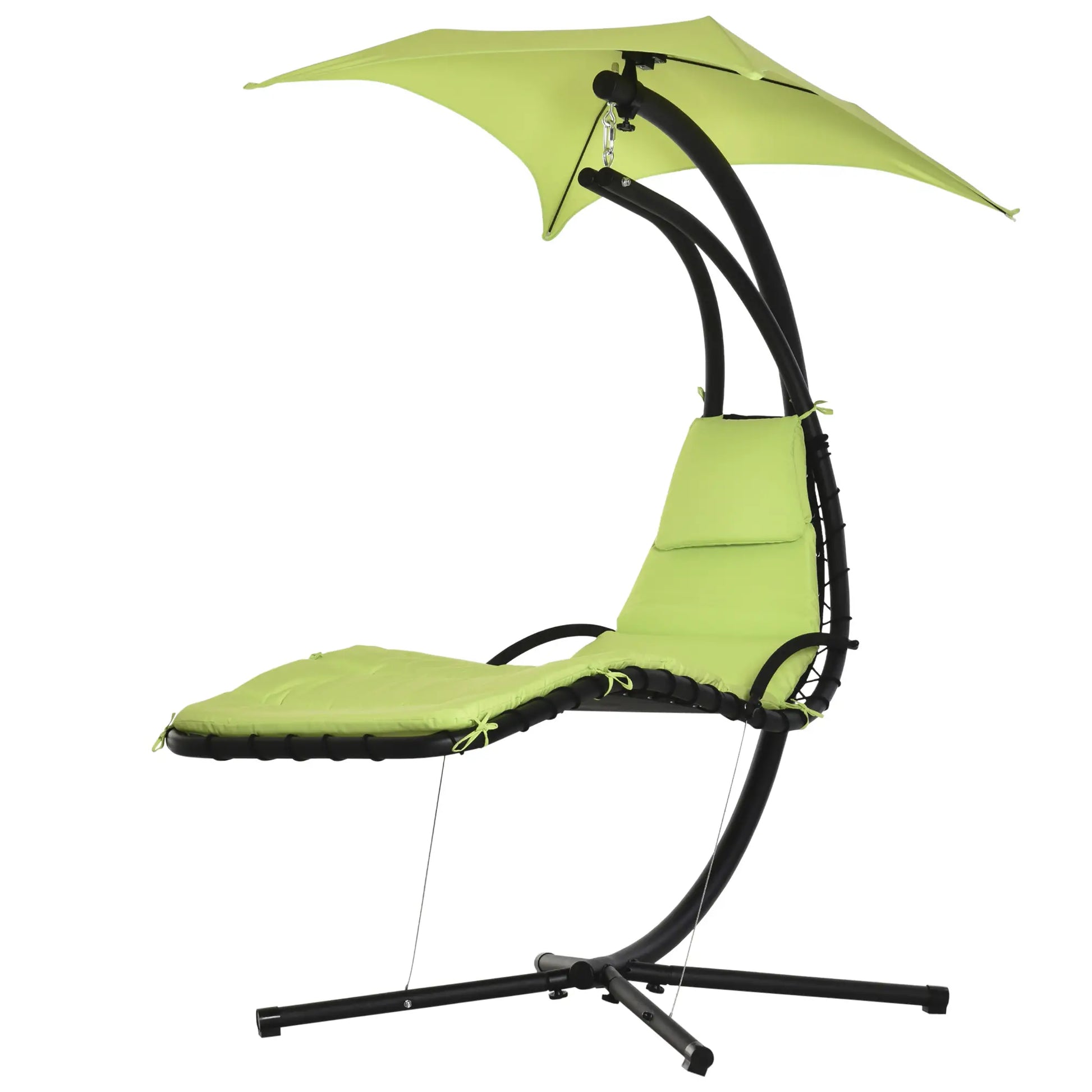 Outdoor Hammock Chair with Stand, Soft Padded Cushion, Canopy Umbrella, Green Patio Swings with Stand at Gallery Canada