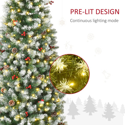 6 ft Pre-Lit Christmas Tree, LED Lights, Pine Cones, Red Berries Pencil Christmas Trees at Gallery Canada