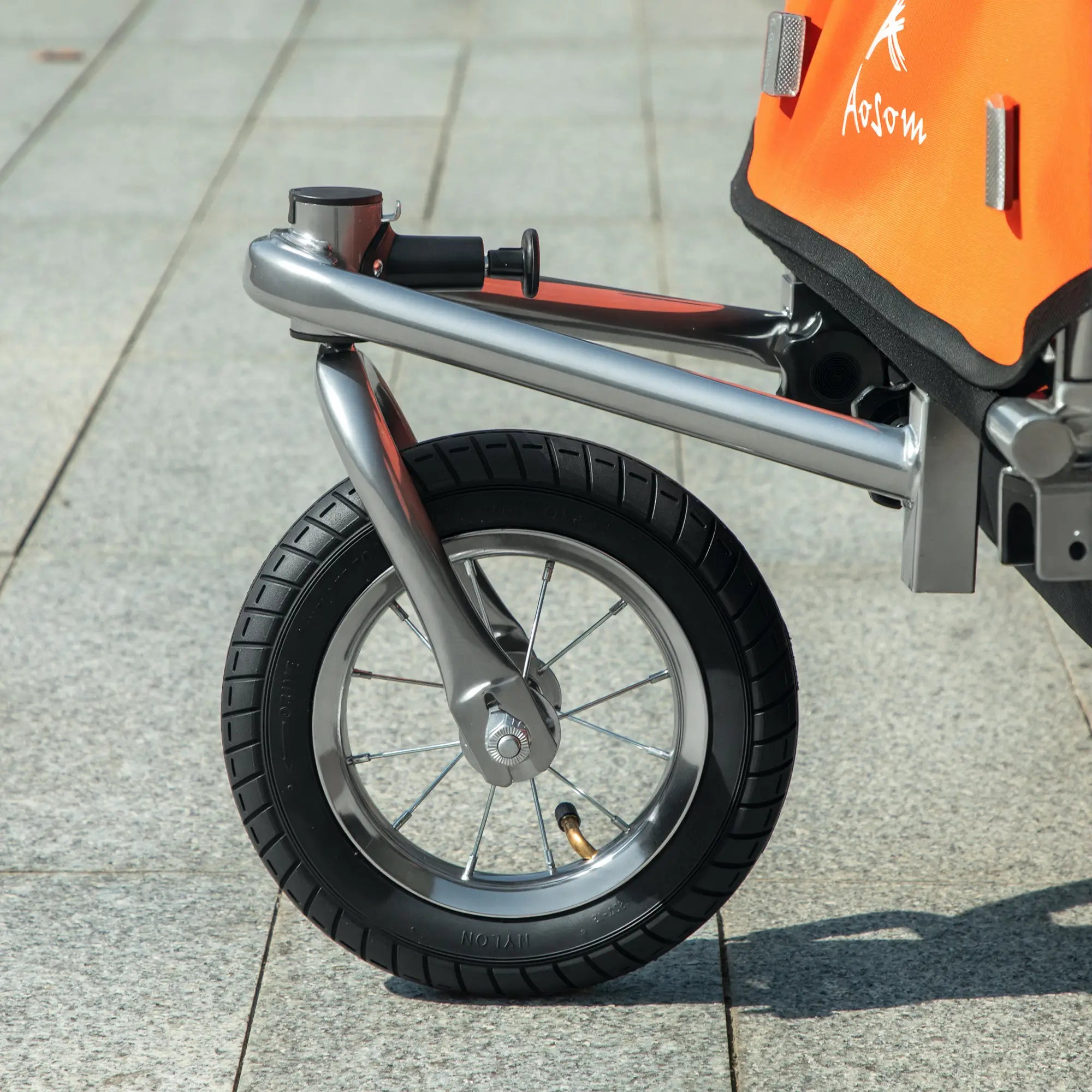 2-in-1 Bike Trailer for Kids, Foldable 2-Seat Baby Stroller with 5-Point Harness, Rubber Wheels, Storage Bag, Orange Kids Bike Trailers at Gallery Canada