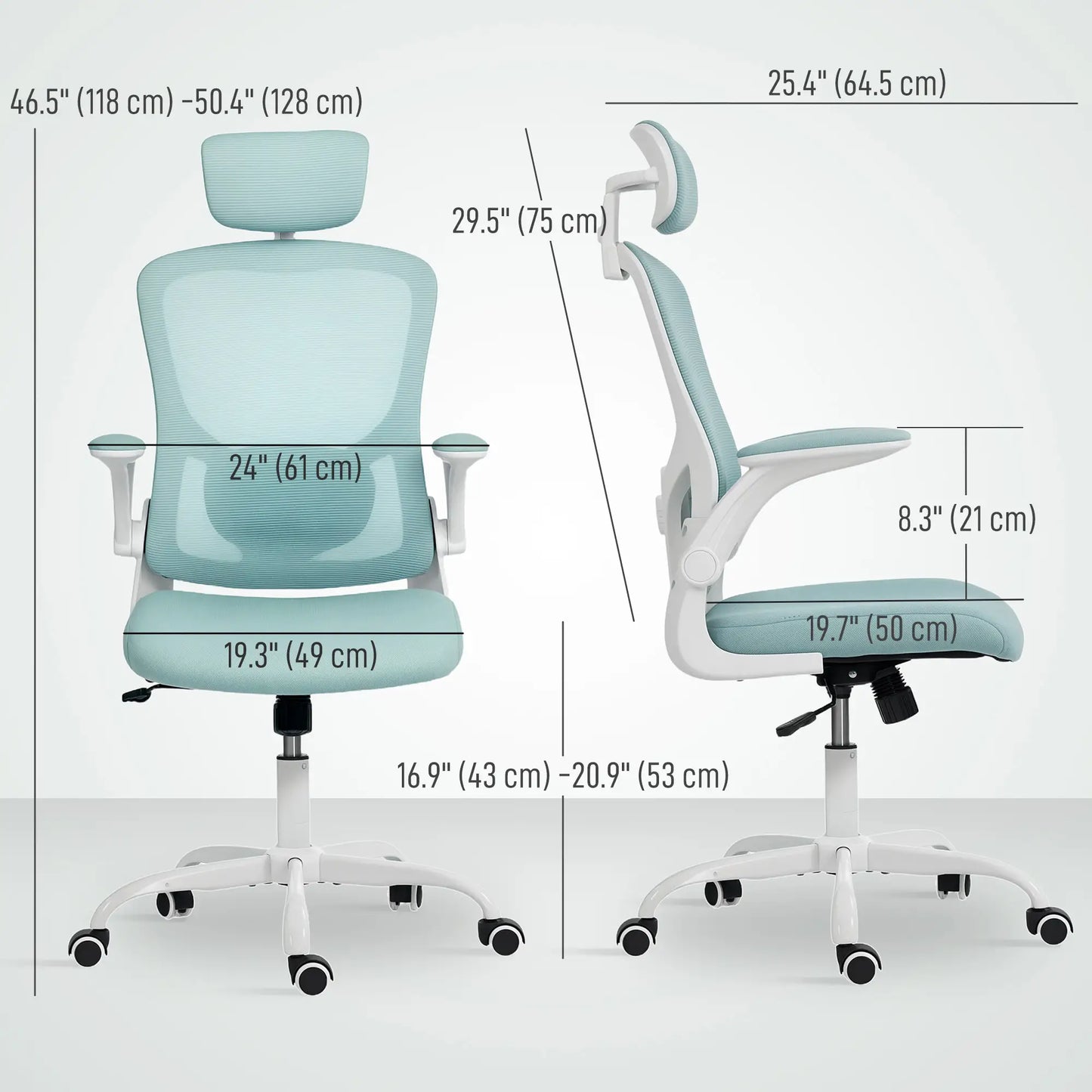 Ergonomic Office Chair, Mesh Desk Chair, Adjustable Headrest, Lumbar Support, Light Green Task Chairs at Gallery Canada