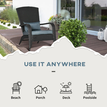 PE Rattan Adirondack Chair, Outdoor Fire Pit Chair with Cushions, Light Grey Patio Chairs at Gallery Canada