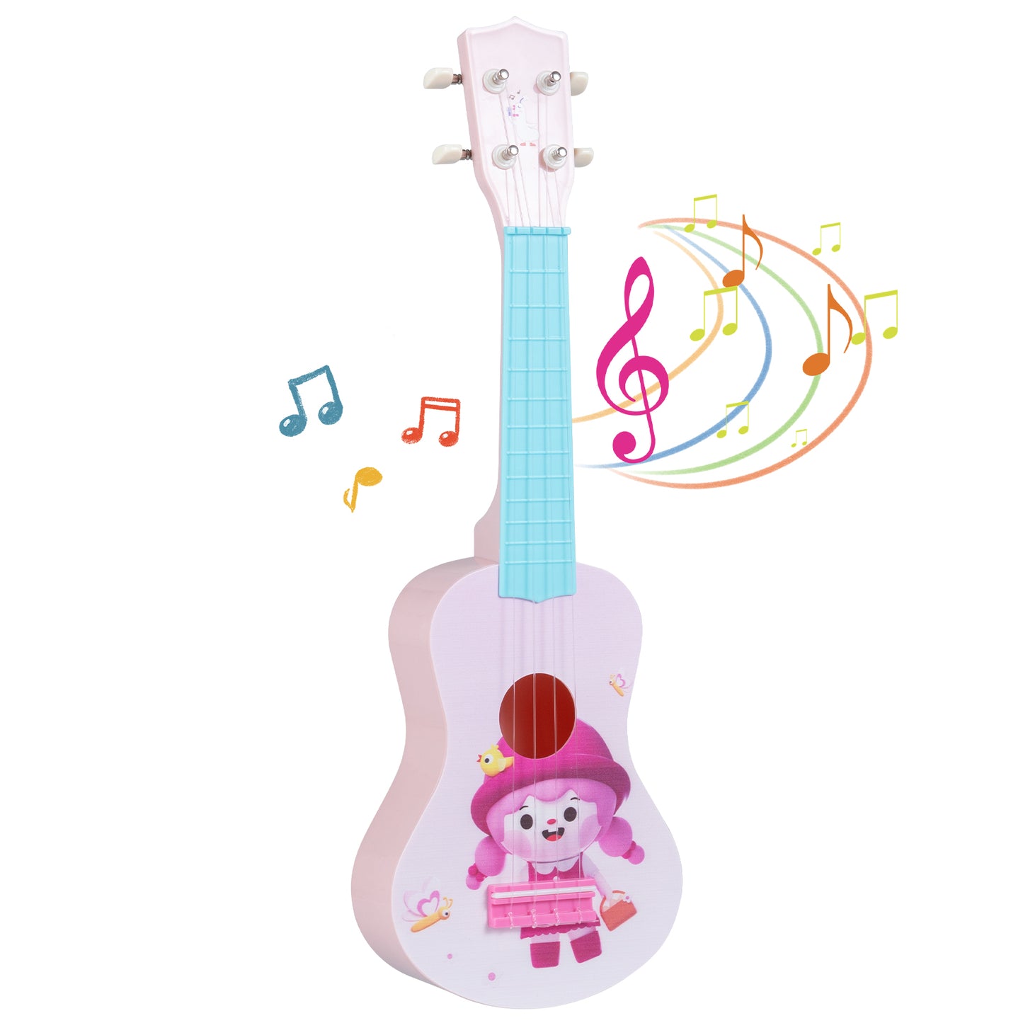 21 Inch Children Mini Ukulele with 4 Nylon Strings and 12 Frets, Pink & Blue Guitar & Strings at Gallery Canada