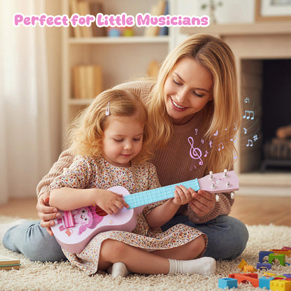21 Inch Children Mini Ukulele with 4 Nylon Strings and 12 Frets, Pink & Blue Guitar & Strings at Gallery Canada