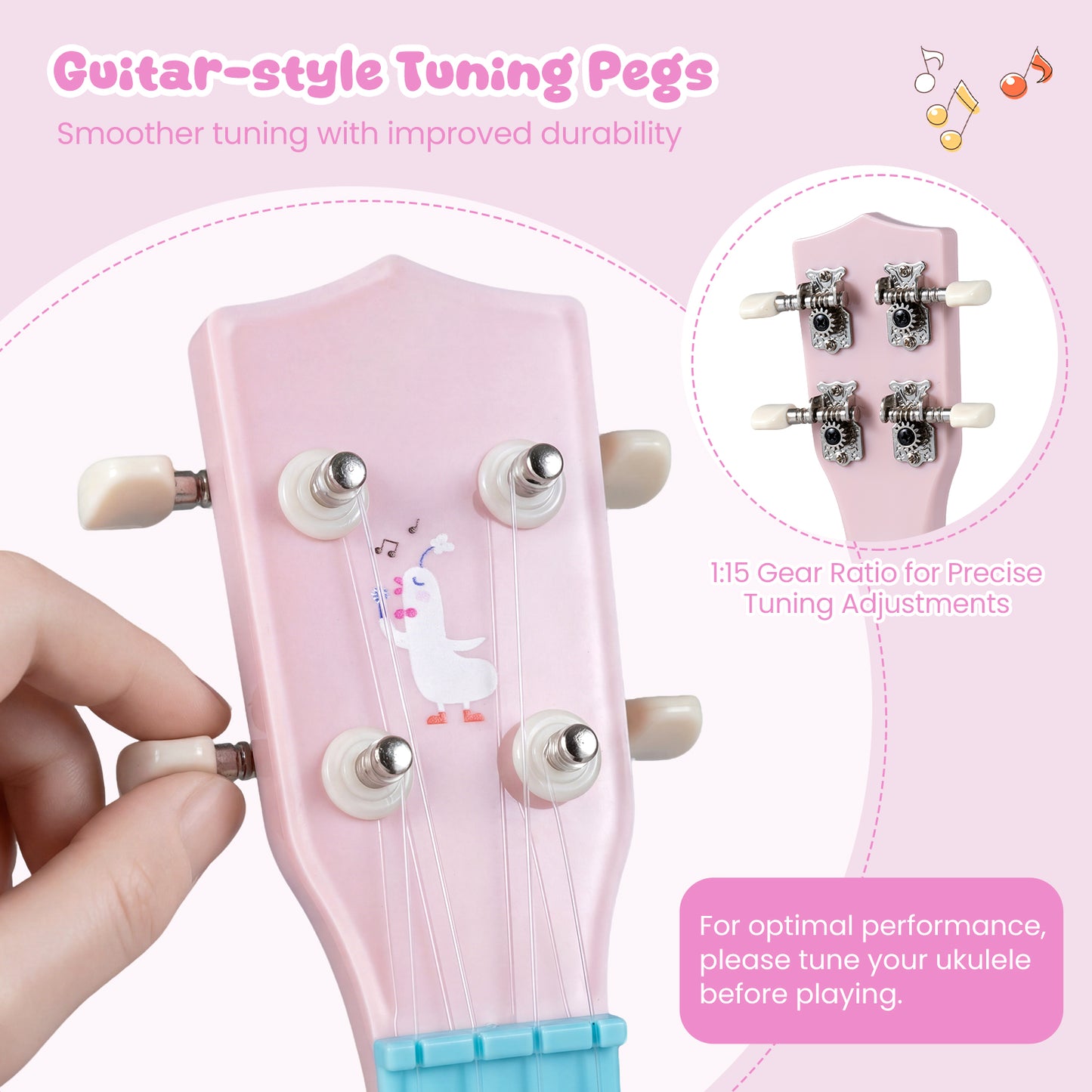 21 Inch Children Mini Ukulele with 4 Nylon Strings and 12 Frets, Pink & Blue Guitar & Strings at Gallery Canada