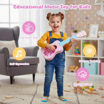 21 Inch Children Mini Ukulele with 4 Nylon Strings and 12 Frets, Pink & Blue Guitar & Strings at Gallery Canada