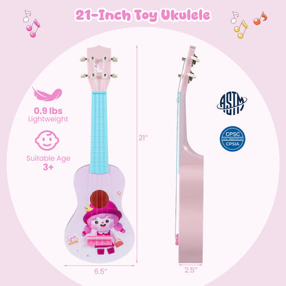 21 Inch Children Mini Ukulele with 4 Nylon Strings and 12 Frets, Pink & Blue Guitar & Strings at Gallery Canada